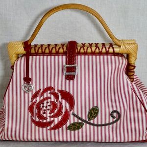 BRIGHTON XL Canvas & flower leather Duffle handbag
